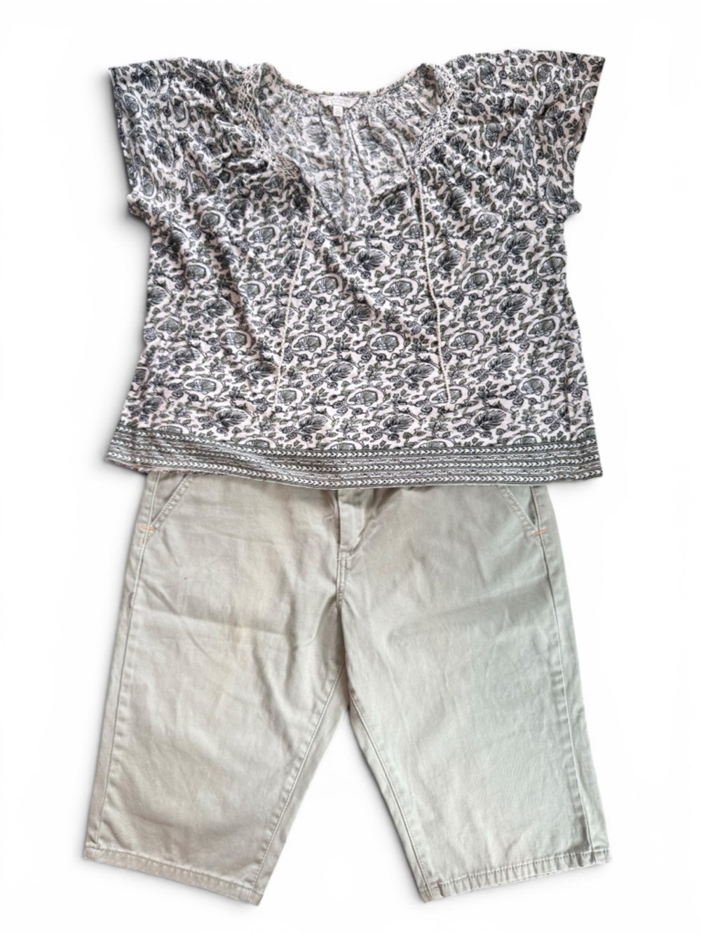 Lucky Brand & Levi’s Outfit Floral Print Top L with Green Shorts 12P